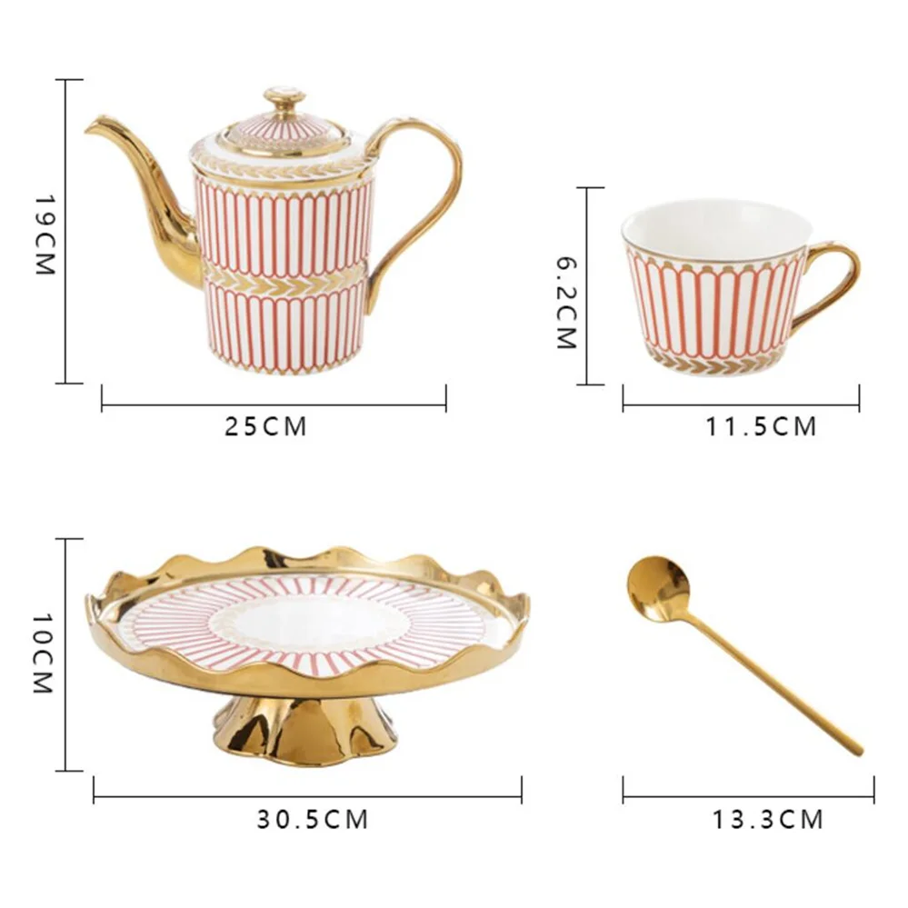 European Rotary Tea Set Ceramic English Afternoon Tea Coffee Cup Household Teapot Complete Set of Luxury