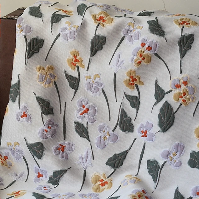 Hot buy beautiful flowers green leaves color small fresh spring summer dress fabric for