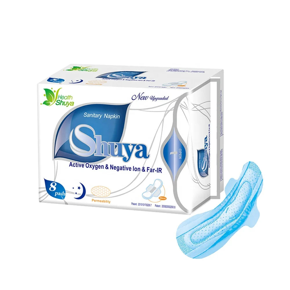 Soft pure cotton 245mm menstrual pad feminine hygiene anion sanitary napkin