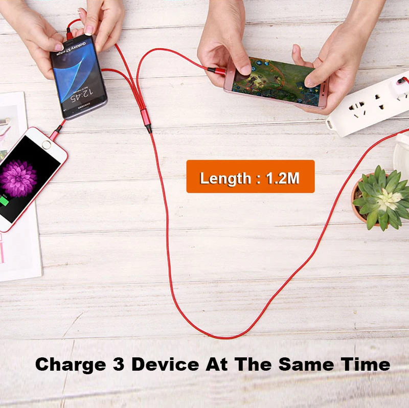  Micro USB зарядный кабель 3 в 1 USB-кабель для быстрой зарядки телефона IOS