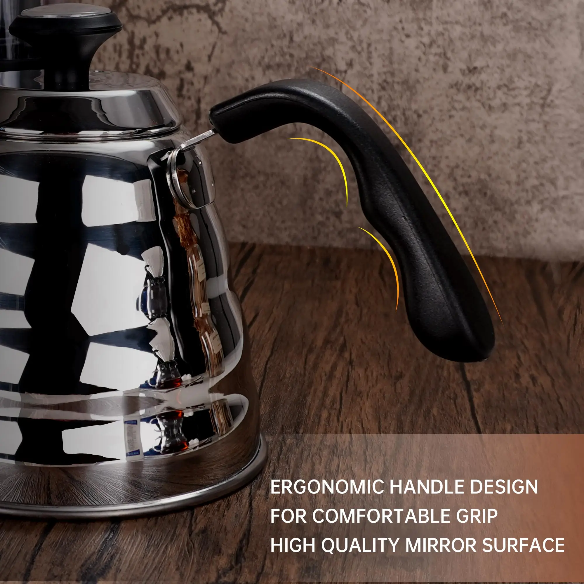 Hot Sale Barista Tool Brewing Pour Over Hand Drip Kettle Home Hotel Stainless Steel Cloud Gooseneck Coffee Pot With Lid