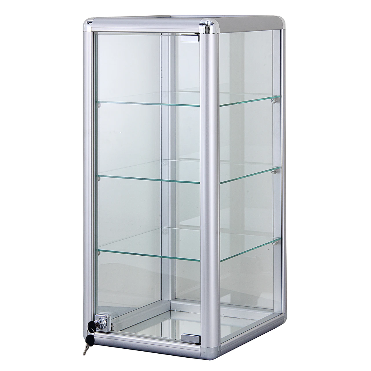 KEWAY 6ft Extra Vision Tower Showcase Aluminum Framed Tempered Glass Display Case with Opening Glass Door and Lock