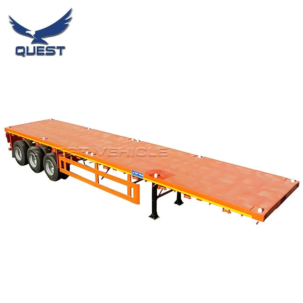China Manufacturer Customized Size Fast Shipping Flatbed Semi Trailer with Double Axles