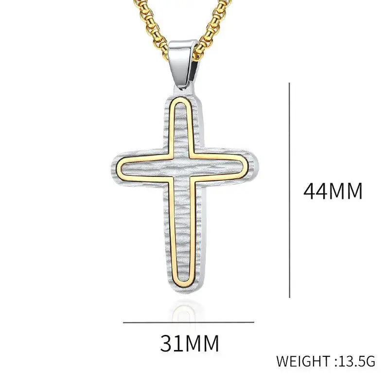 Designer Luxury Hammer Strikes Religion Cross Tarnish Free Waterproof Stainless Steel Fashion Jewelry Pendant Necklace for Men