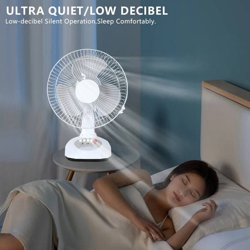 Factory Direct Sales 12 Inch Rechargeable Table Fan With Solar Panel Plastic Housing 9V 3W Solar Fan