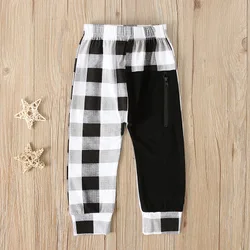 2020 Kids Boys Red Plaid Casual Bottom Zipper Pocket Pants Leggings Harem Pants Trousers Kids Spring Autumn Clothing