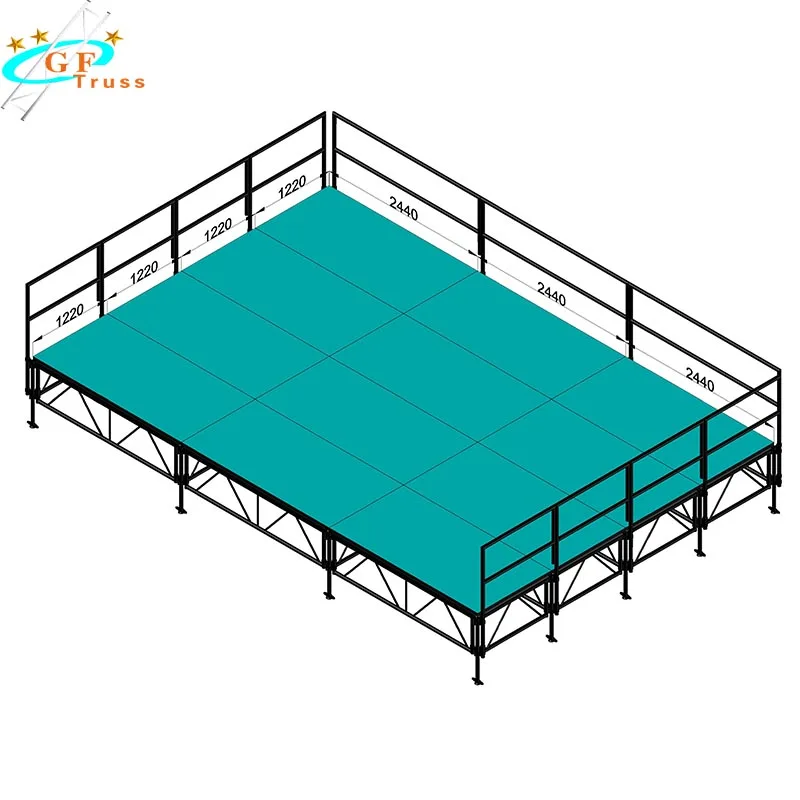 1.22M*2.44M portable Aluminum Stage Platform With Different Height