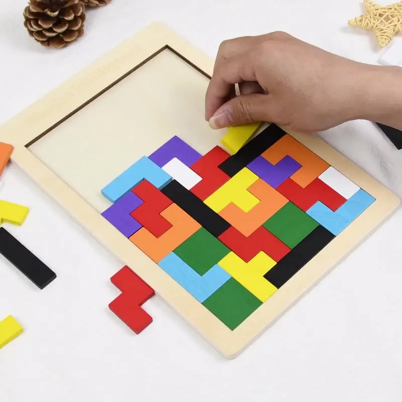 High Quality Funny Wooden Cube Jigsaw Puzzle Boards Wisdom Toy Kids Educational Toys 3d Puzzle