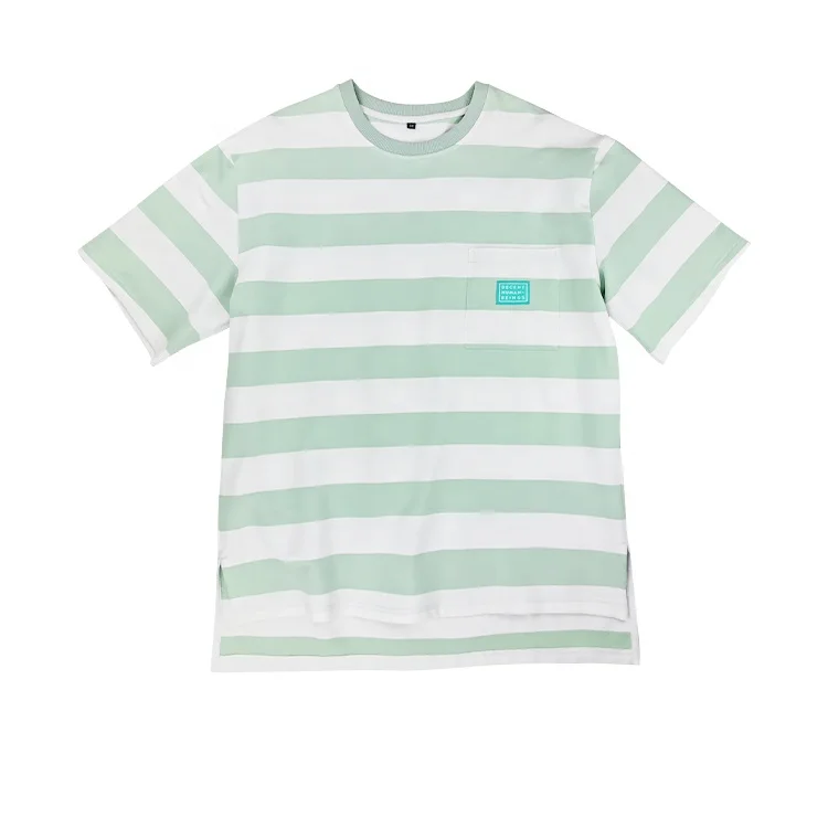 Оптовая продажа, Повседневная дизайнерская футболка в полоску из 100% хлопка, в стиле оверсайз, с круглым вырезом, в полоску