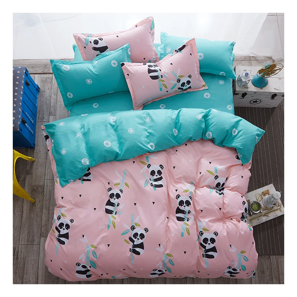 Новый выпуск, панда, бамбуковое зимнее покрывало для кровати с принтом, современный розовый комплект постельного белья из 4 предметов для девочек в стиле пэчворк/