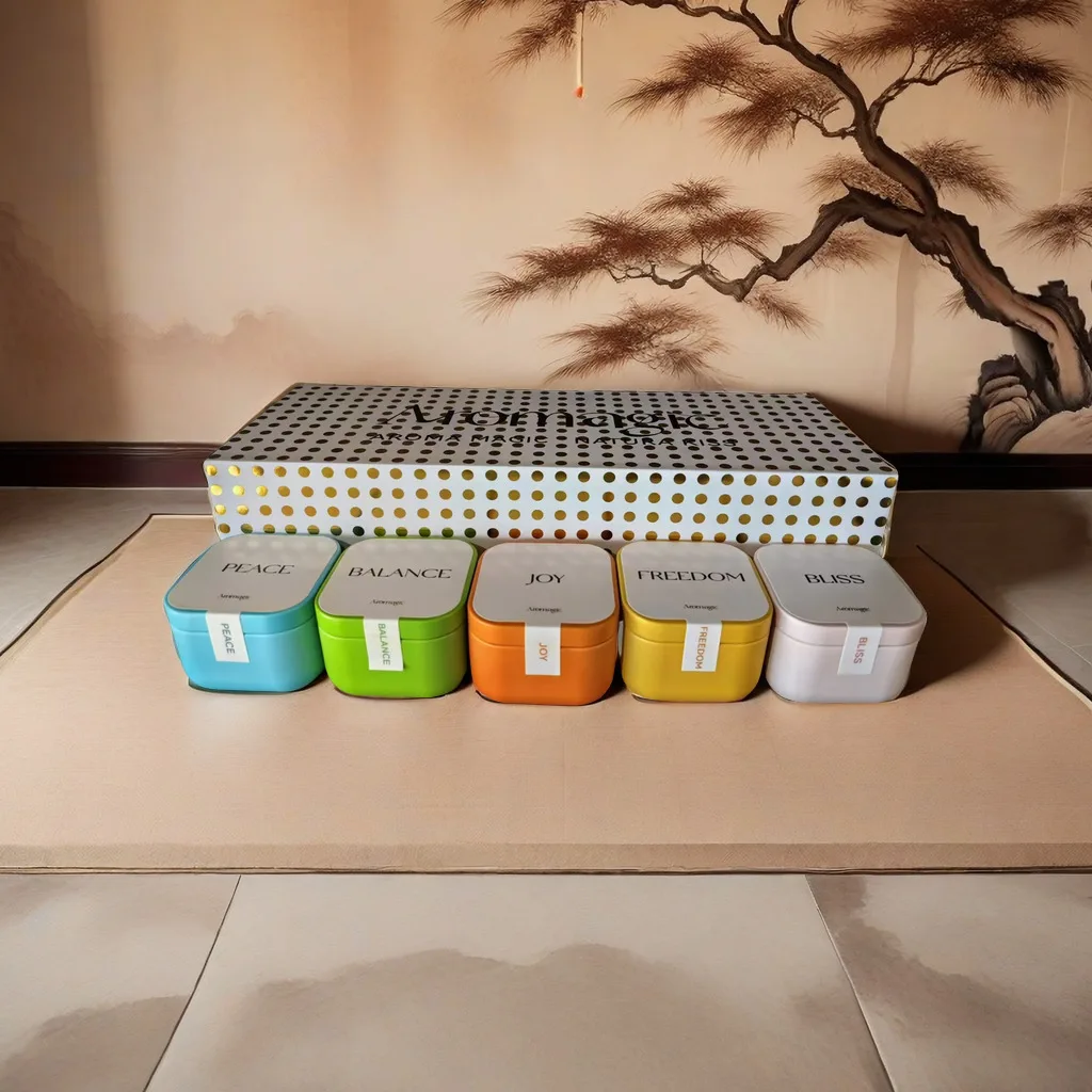 Aromagic Colorful Cube Gift Scented Candle Set 350g Wholesale for Home with 5 types of Aroma Fragrance Floral Scent for Present