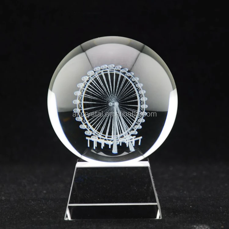 High Quality Home Desktop Souvenir Gift Clear Crystal Glass Sphere Rotating Display Stand Base