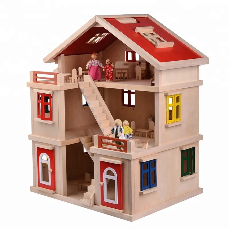 Baby Usa Toy Doll House Wooden Toys Montessori Kids
