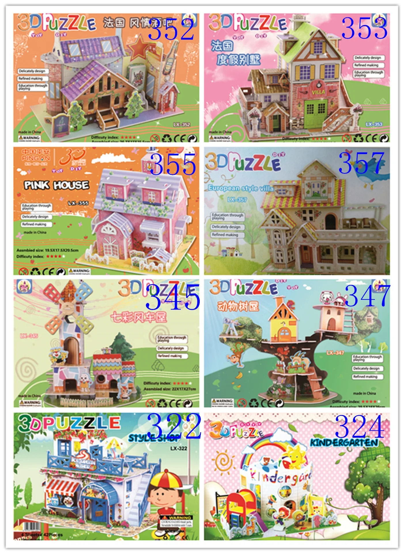 Handmade Diy Parent-Child 3D Wooden Puzzle DIY games 3D car house puzzle for kids