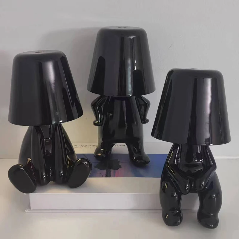 Mini electroplating small black night lamp USB Rechargeable touch Lamp Nightlight black thinker lamp