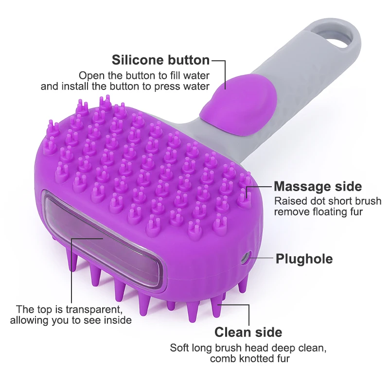 2 in 1 Soft Grooming Hair Cat Pet Cleaning Shampoo Dispenser Massage Wash Shower Soap Scrubber Dog Bath Brush
