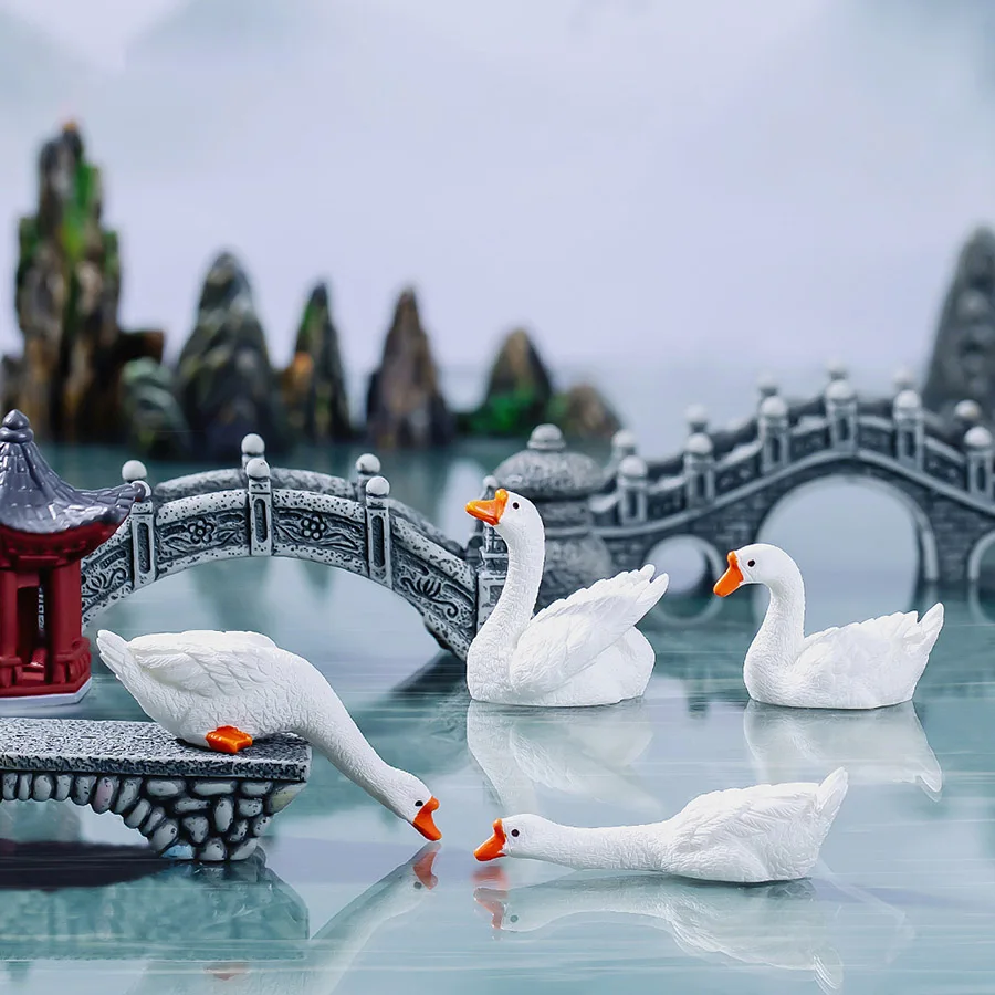 Hill Mountain Bridge Duck Resin Craft Ornament Small World Zen Garden Yard Fengshui Fairy Garden Decoration Miniatures