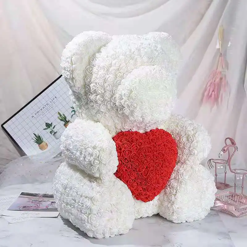 Luxury rose bear gift Artificial  70cm Foam flower Bear with Gift Box