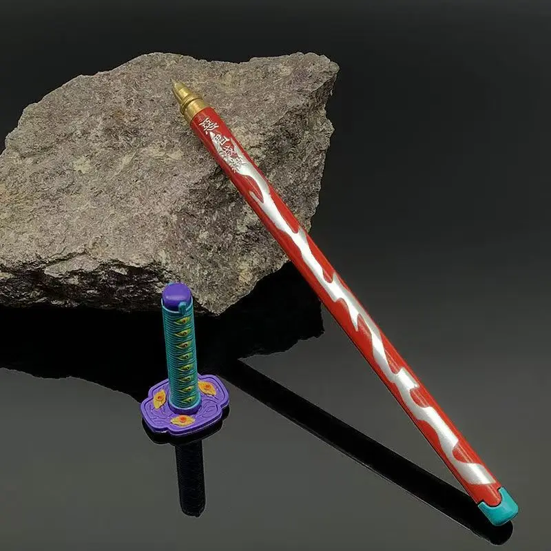 Demon Slayer Metal Arts Sword Game Collections Party Gift Sword Toys Action Figures Katana Knife Signature Pen with display rack