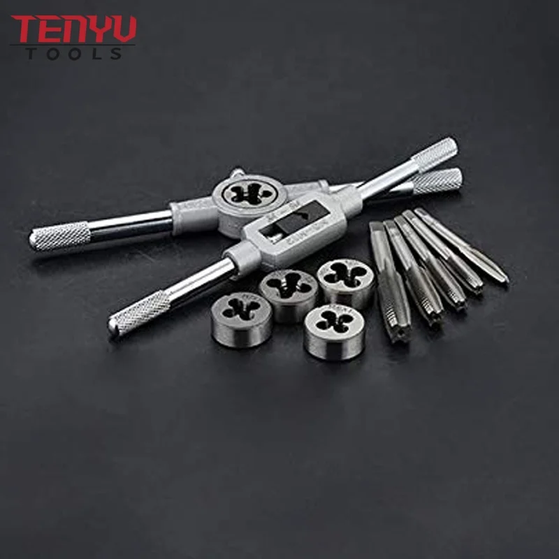12pcs Screw Metric M6 to M12 Tap Die Set with Tap Holder Thread Tap and Die Thread Repair Kit