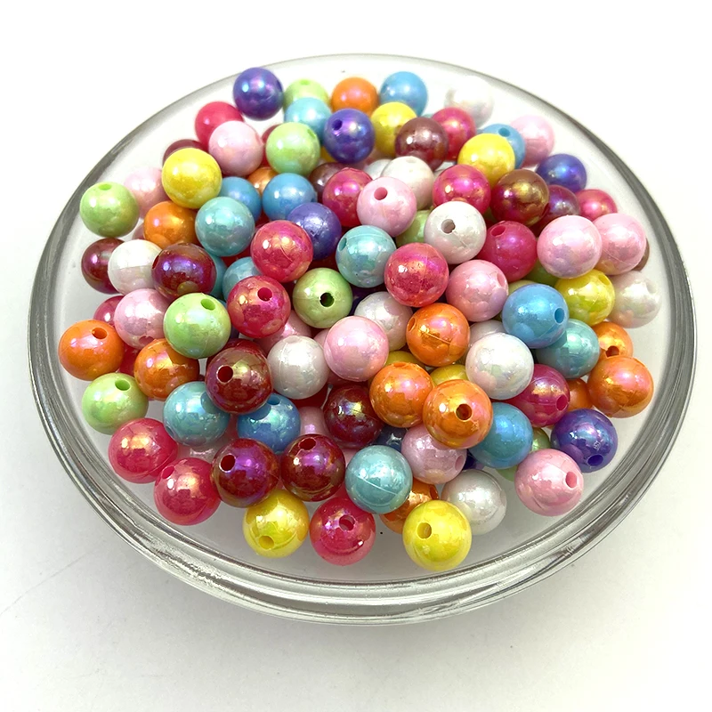 Factory Wholesale Plastic Plating Colorful Round Beads Acrylic AB Loose Beads For Jewelry Making Decorative Accessories Beads