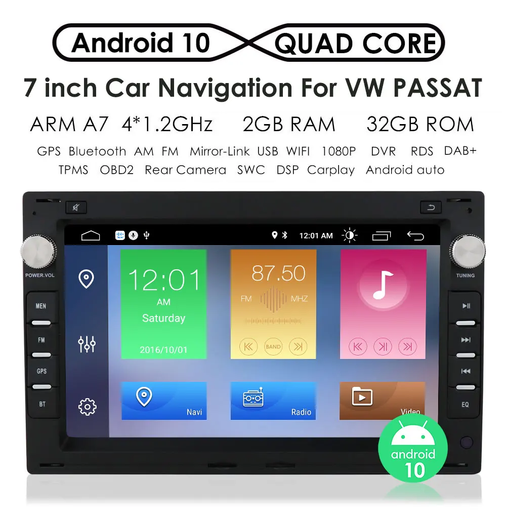 Car DVD Player7inch Auto Radio Android 10 For Volkswagen PSSAT B5 POLO Car Gps Navigation With WiFi 4G BT