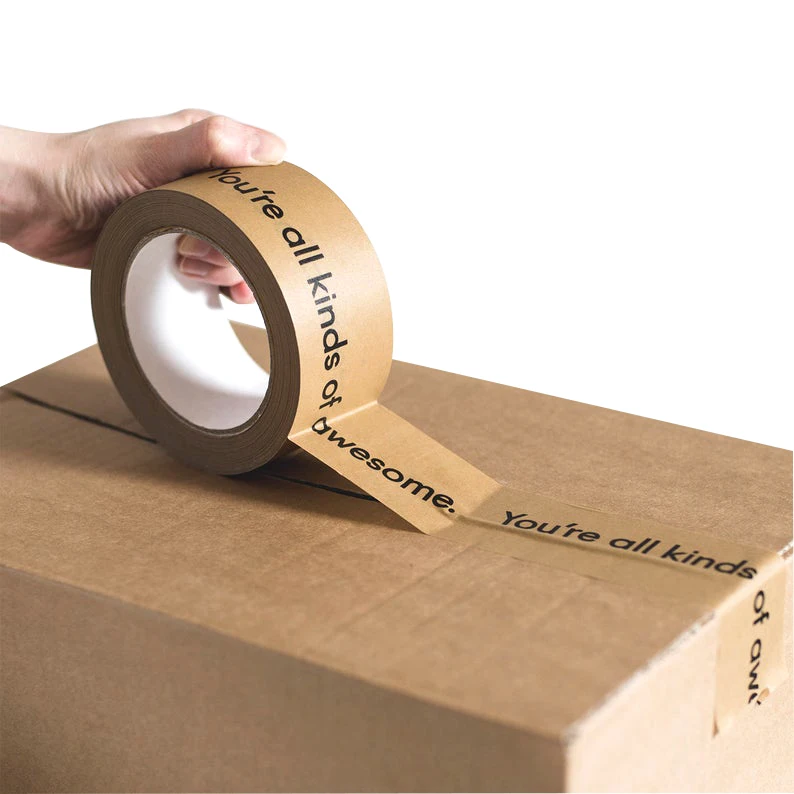 Custom With Logo Title Belts Adhesive Shipping Packing Kraft Paper Tape For Packaging