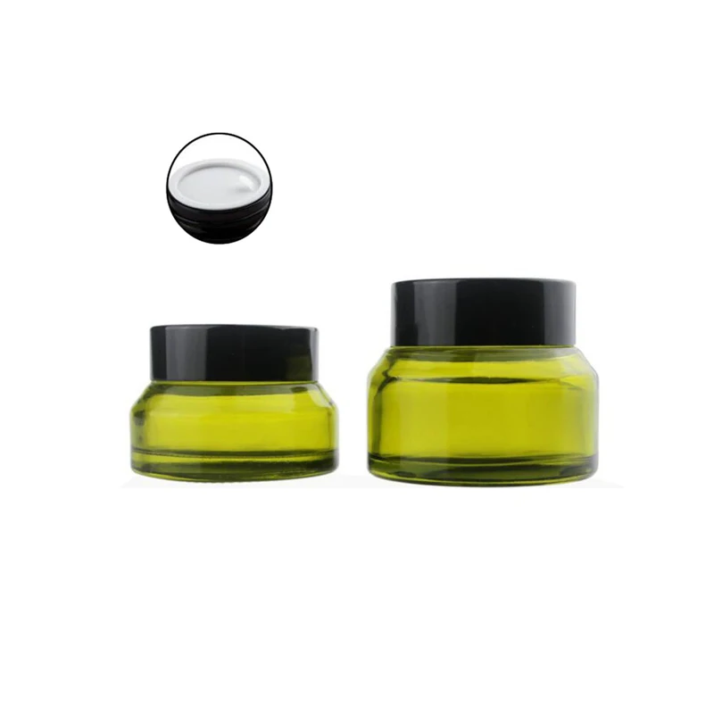 Cosmetic Jars Pot Bottles Case Empty Makeup Face Cream Lip Balm Storage Container Green Refillable Glass Skin Care Cream Black