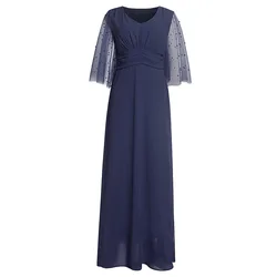 2022 new arrival solid color Polyester beaded  women party long gown evening dresses