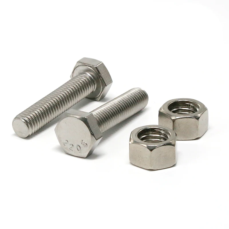 Duplex 2205 F51 S31803 DIN985 hex nylock nut and Duplex 2205 washer and bolt