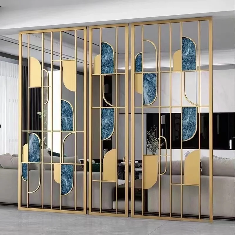 Hot selling classic gold aluminum copper European style screen with glass on it looks luxurious and tasteful