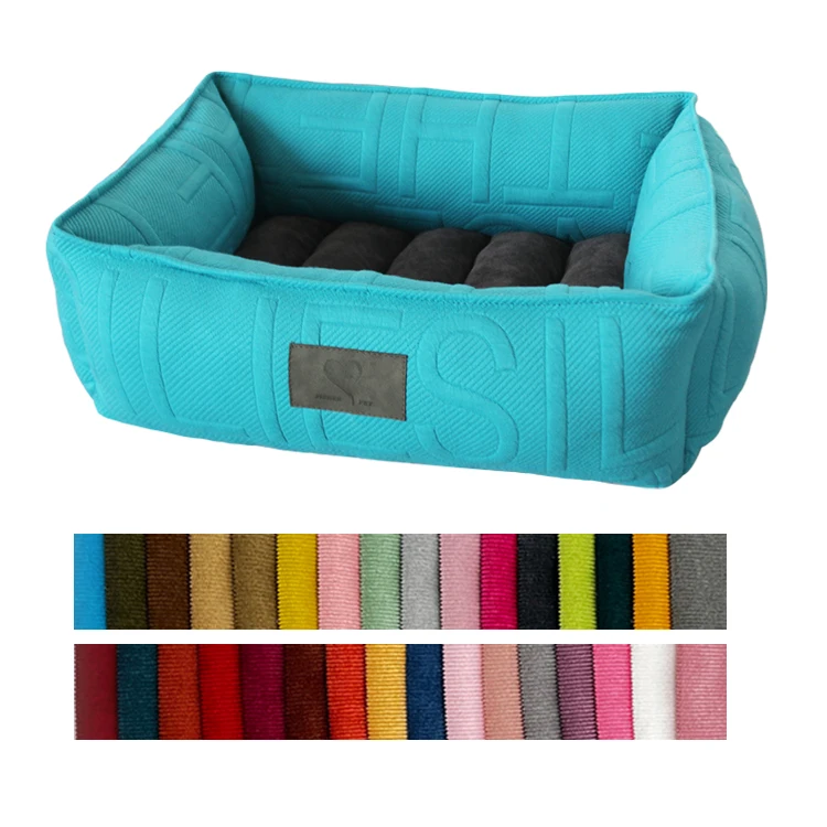 AMZ Hot Sale Thicken Comfortable Soft Malachite Green Luxury Dog Bed Rectangle velvet corduroy