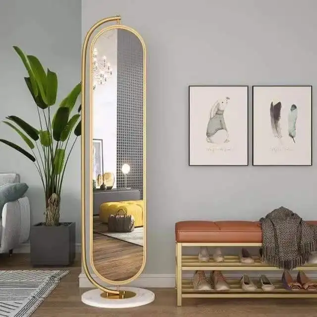 Factory Wholesale Fashion Full Body Mirror Makeup Bedroom Furniture Full Length Mirror Rotatable Modern Simple Floor Mirror