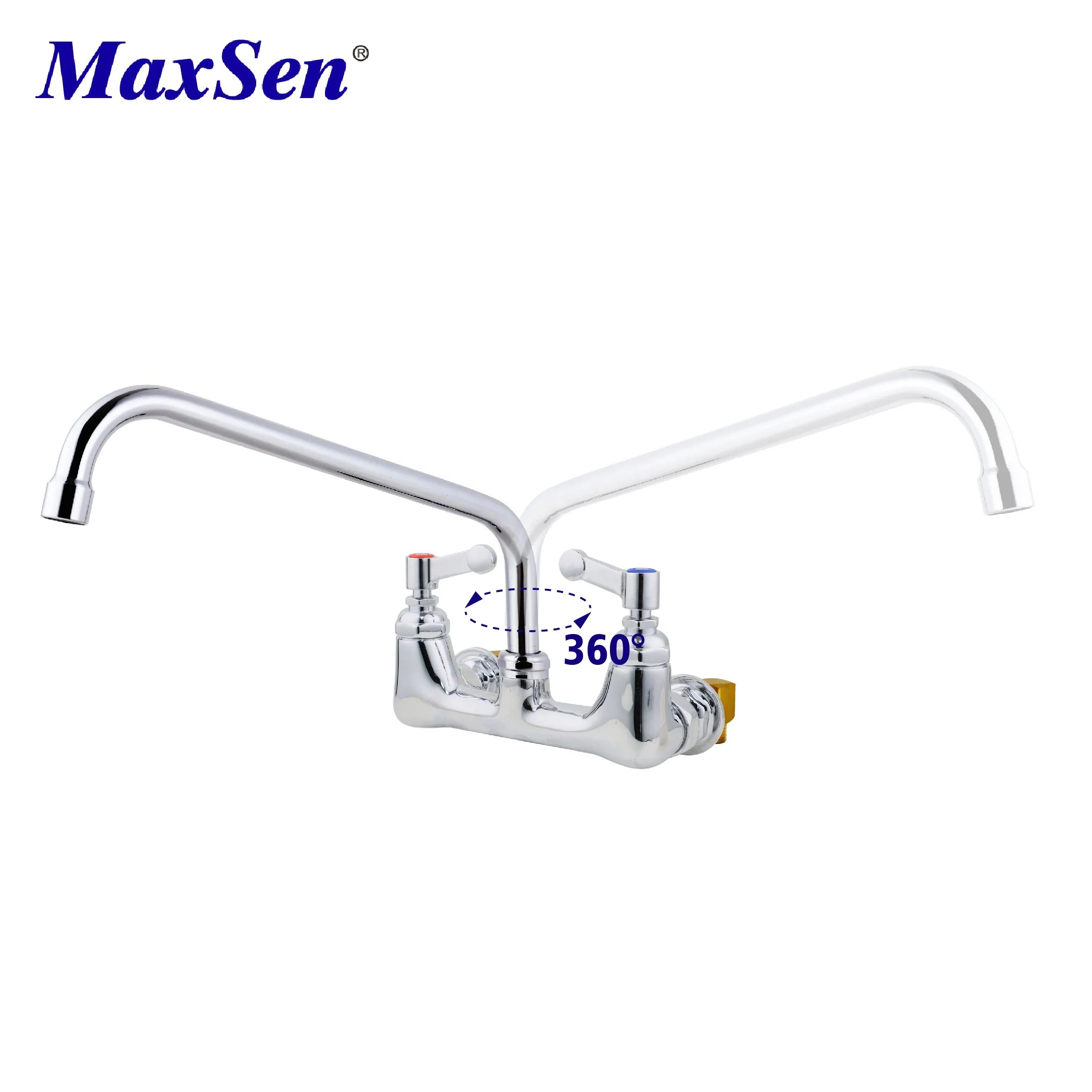 Adjustable Center Wall Mount Kitchen Sink Tap Wall Mounted Kitchen Faucet Dual Handle Kitchen Mixer Faucet Maxsen Tap