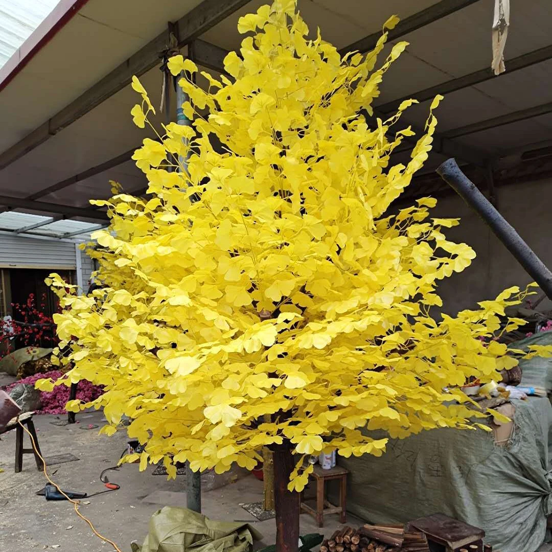 Yellow artificial ginkgo tree for decoration