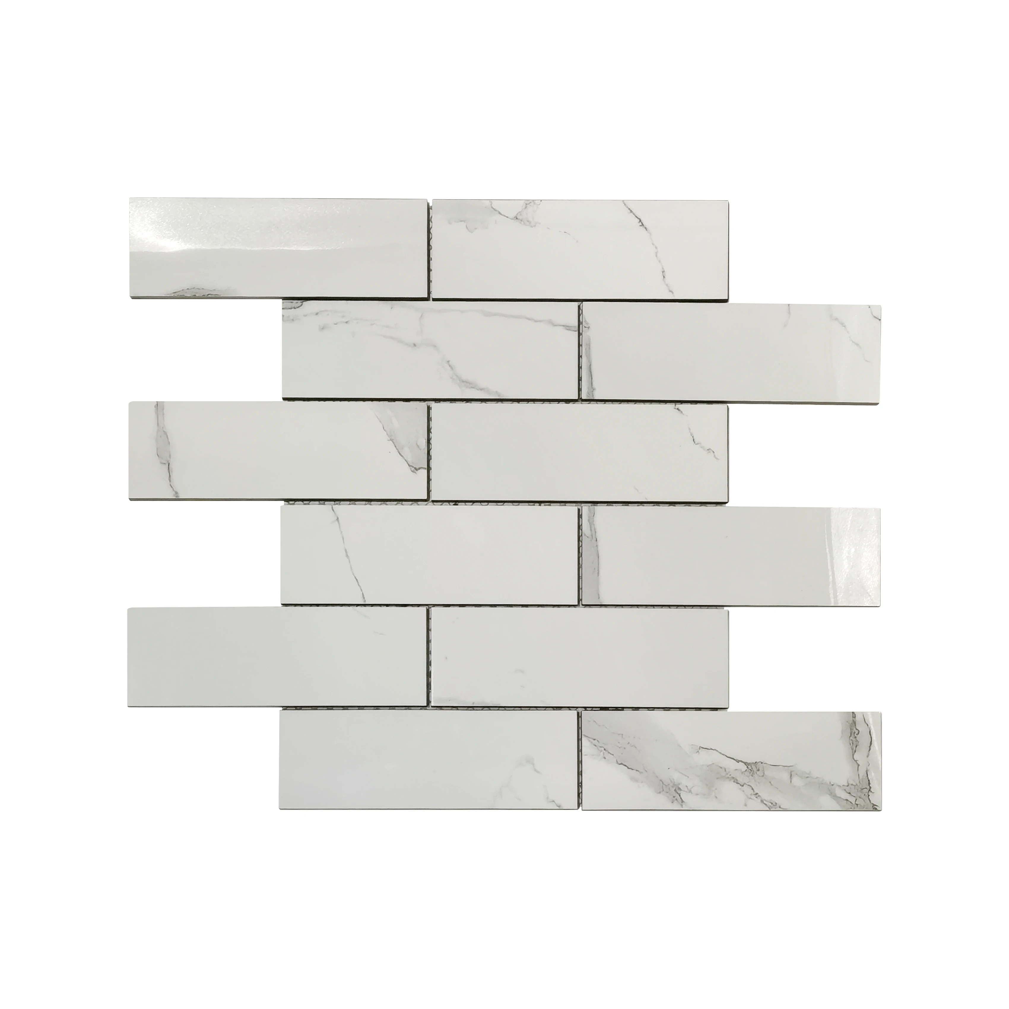 Carrara White Marble Ceramic Mosaic Tiles Cutting Porcelain with Natural Stone Feeling Square Wall Tiles with Clear Texture