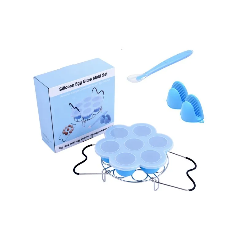 BPA FREE Resurable baby food egg steamer rack 5pcs silicone egg bite molds