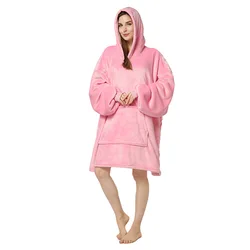 2023 new arrival TV hooded wearable fleece hoodie blanket for adult sherpa oversized  sweatshirt oversized hoodie blanket