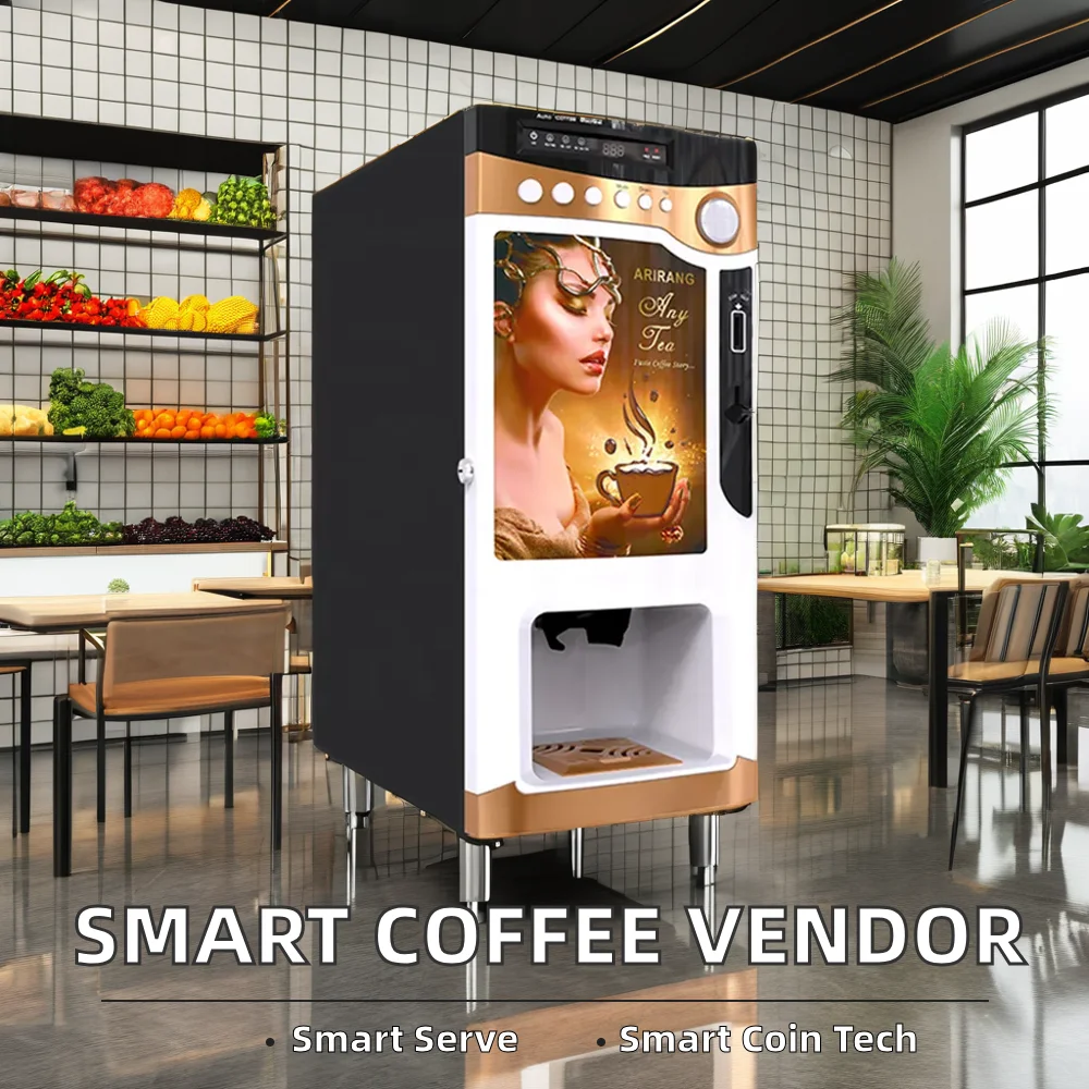 Full Automatic Multifunctional Intelligent Instant Coffee Vending Machine 220V Electric Coin Payment System New Home Use Hotels