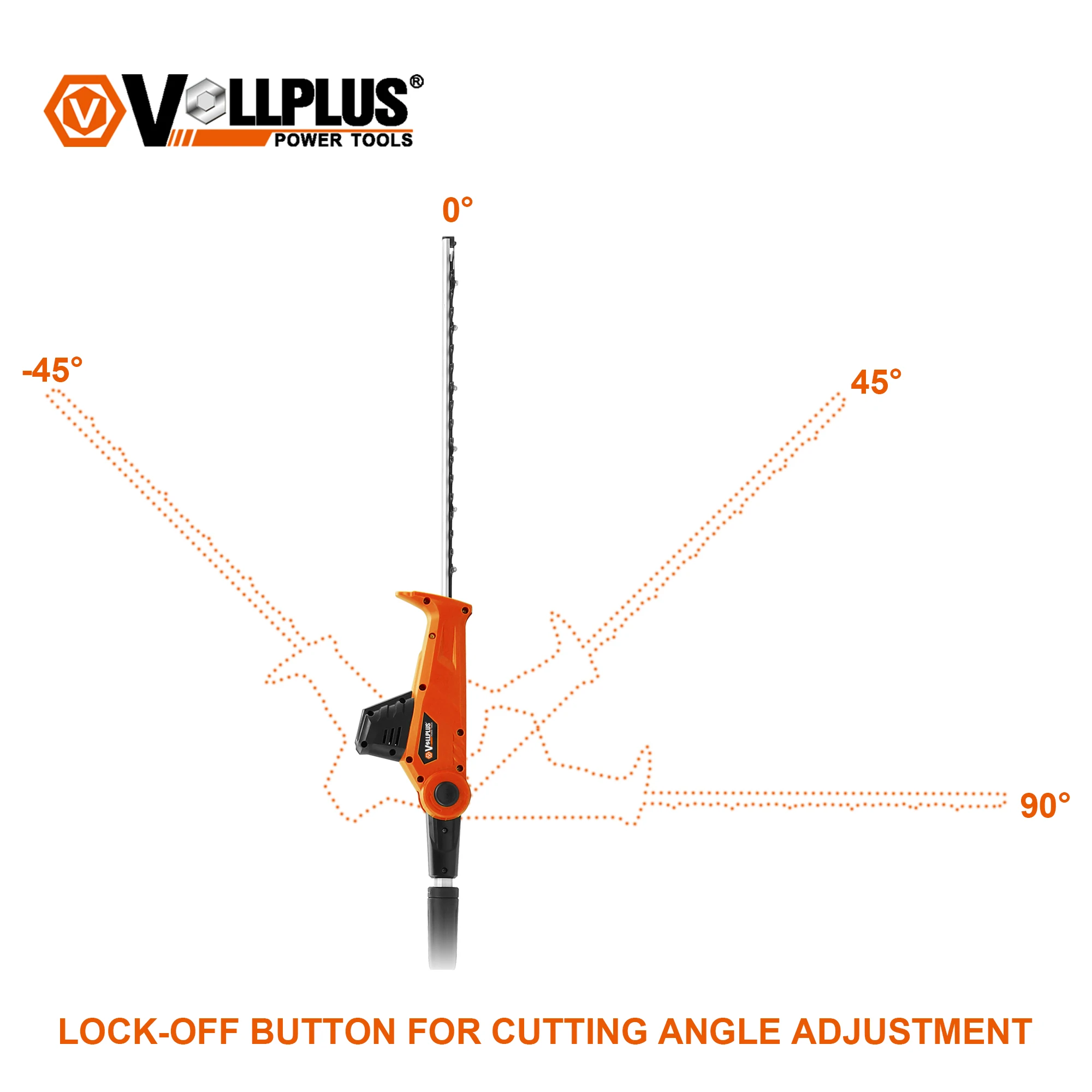 Vollplus VPCD2286 18V the bestl Cordless Long length adjustable Pole Hedge  Trimmer