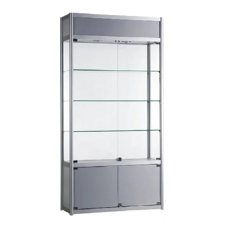 BYD customized Glass showcase cabinet with LED lighting and high transparent glass multiple layer showcase  for things display