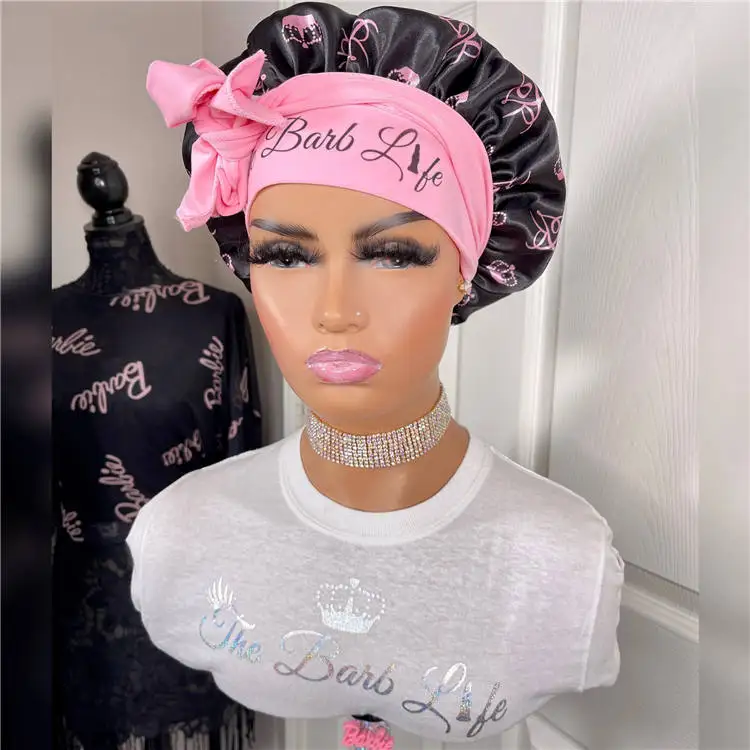 Factory Vendor Reversible Bonnet Edge Wrap Custom Long Band Satin Hair Silk Bonnet With Ties