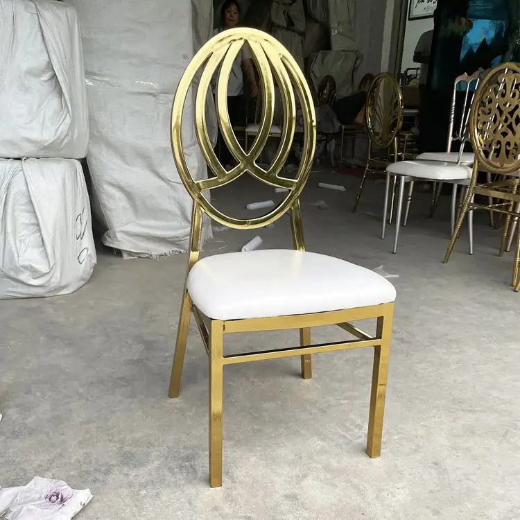 Hotel Metal Furniture Golden Gold Design Dining Stainless Steel Wedding Chair Event