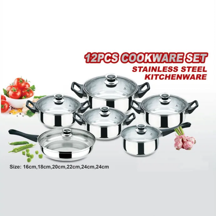 Nice Gift Set 12pcs Promotion Cookware Set Factory Price Stainless Steel Cookware Set For Kitchen