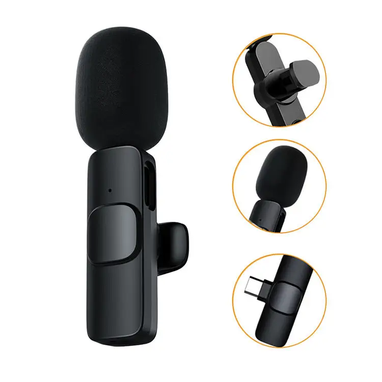 k9 1 drag 2 Microphone Lavalier 2.4GHz Portable Mini MIC Wireless Recording Microphone for iPhone Ipad