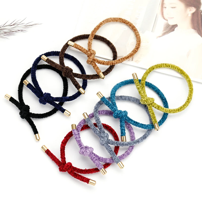 2021 Ins Kknekki Stock Simple Style  Women Korea Winter Fur Knitted  Elastic Hair Ties Hair band Hair Accessories