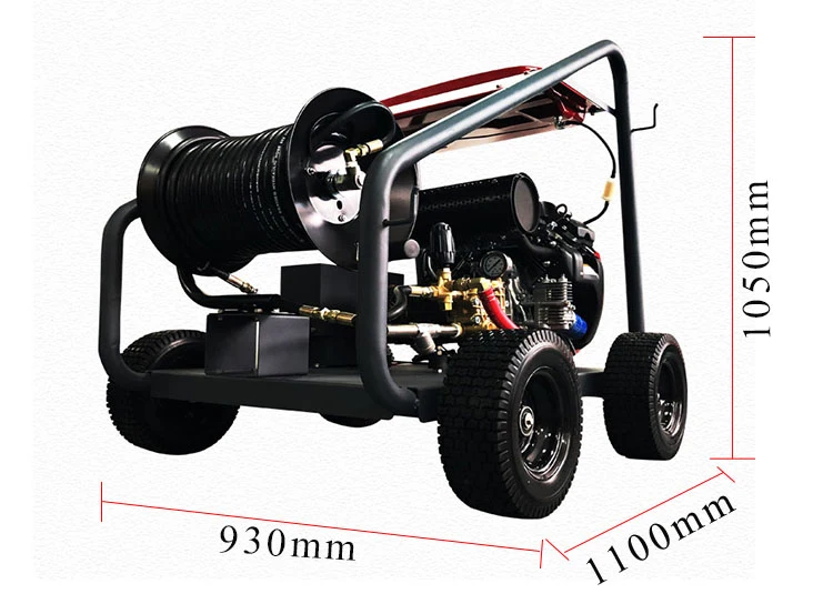 Sewer High Pressure Dredging Machine Pipe Cleaning Equipment 200bar Max. Pressure High Quality Steel Cold Water Gasoline Engine