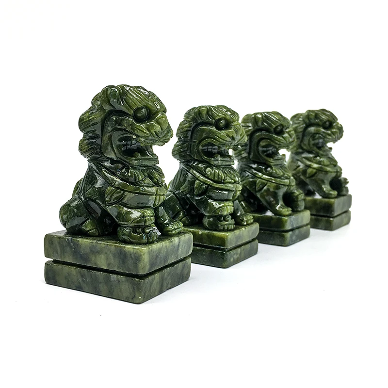 Hot sale Wholesale Natural crystal  hand Carved Green jade lions crystal craft heading crystal animals for home decoration