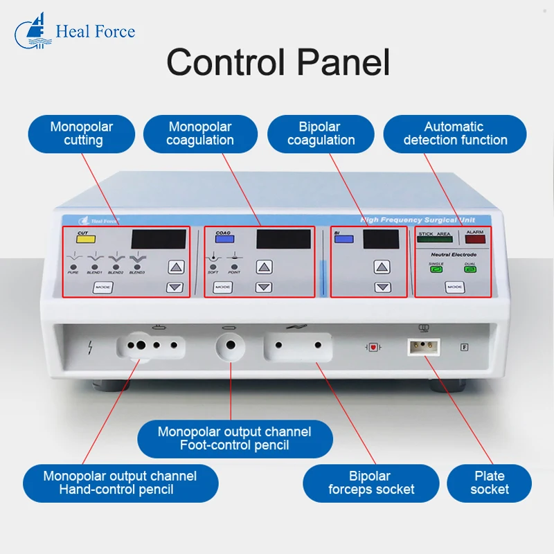 Heal Force China Diathermy Machine 400W LCD Electrosurgical Unit Dermatology Electrosurgical Unit