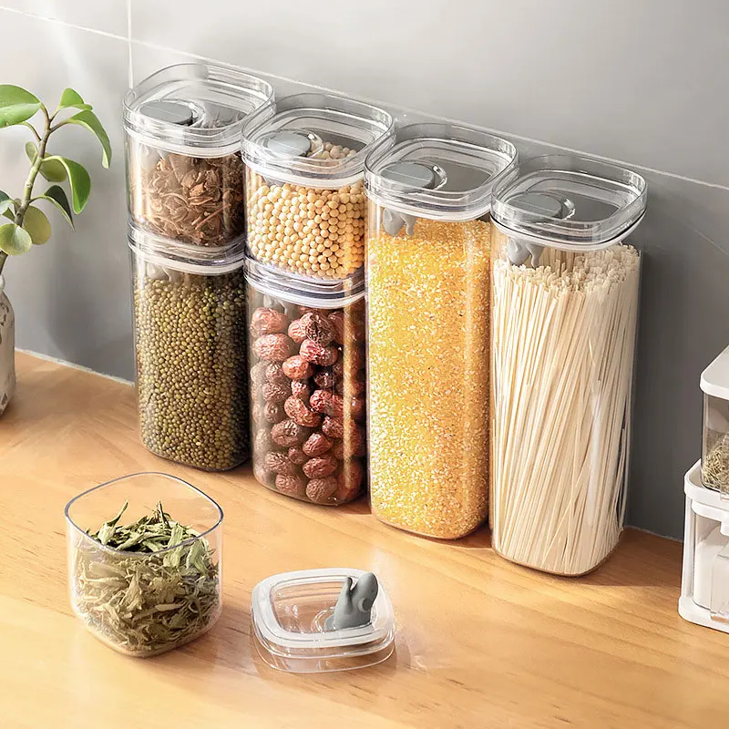 Plastic Kitchen Air Tight Stackable Dry Cereal Food Storage Container Box Set